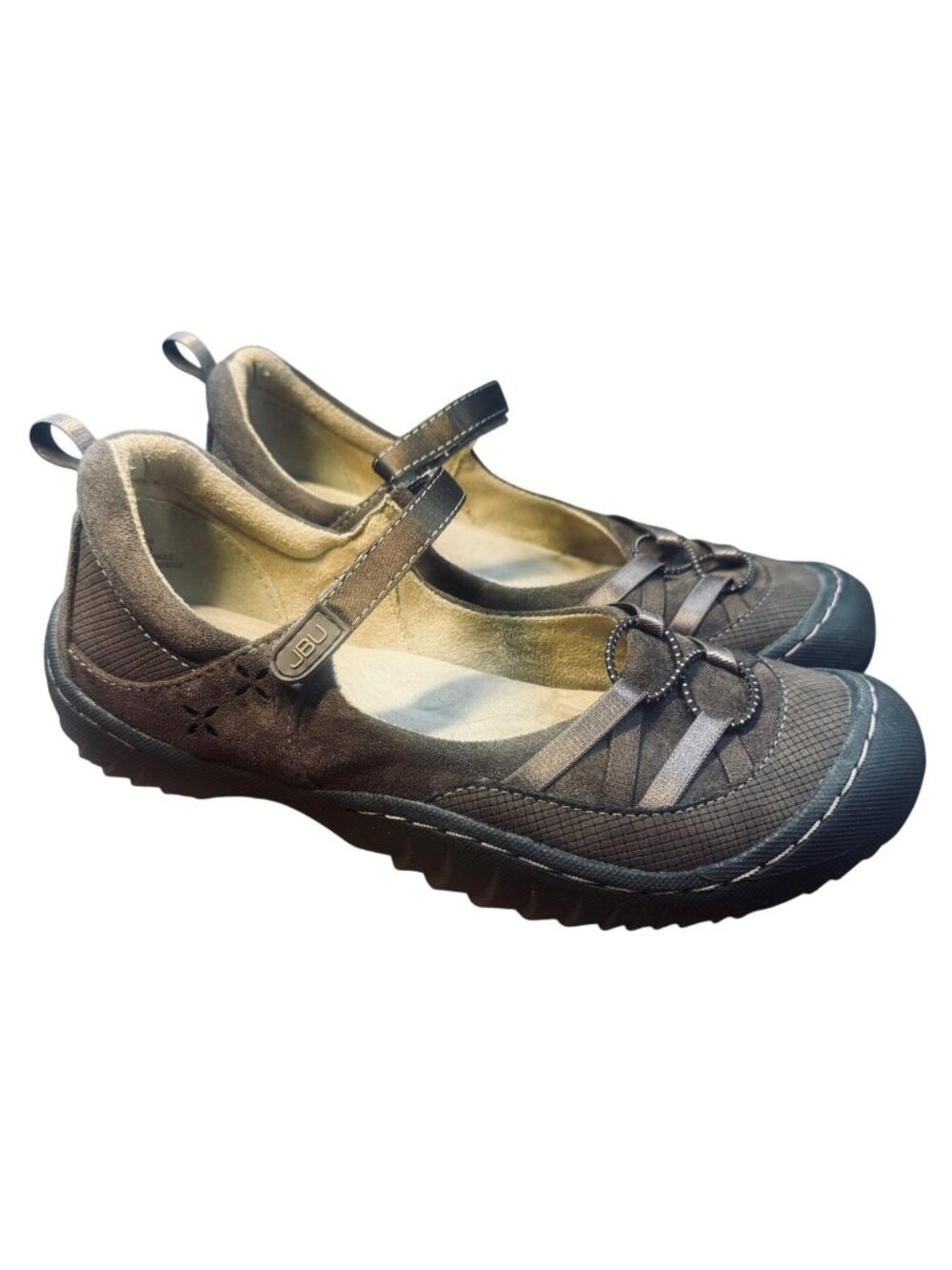JBU By Jambu Womens Emmie Vegan Mary Jane Flats Size 7.5M Brown Memory Foam